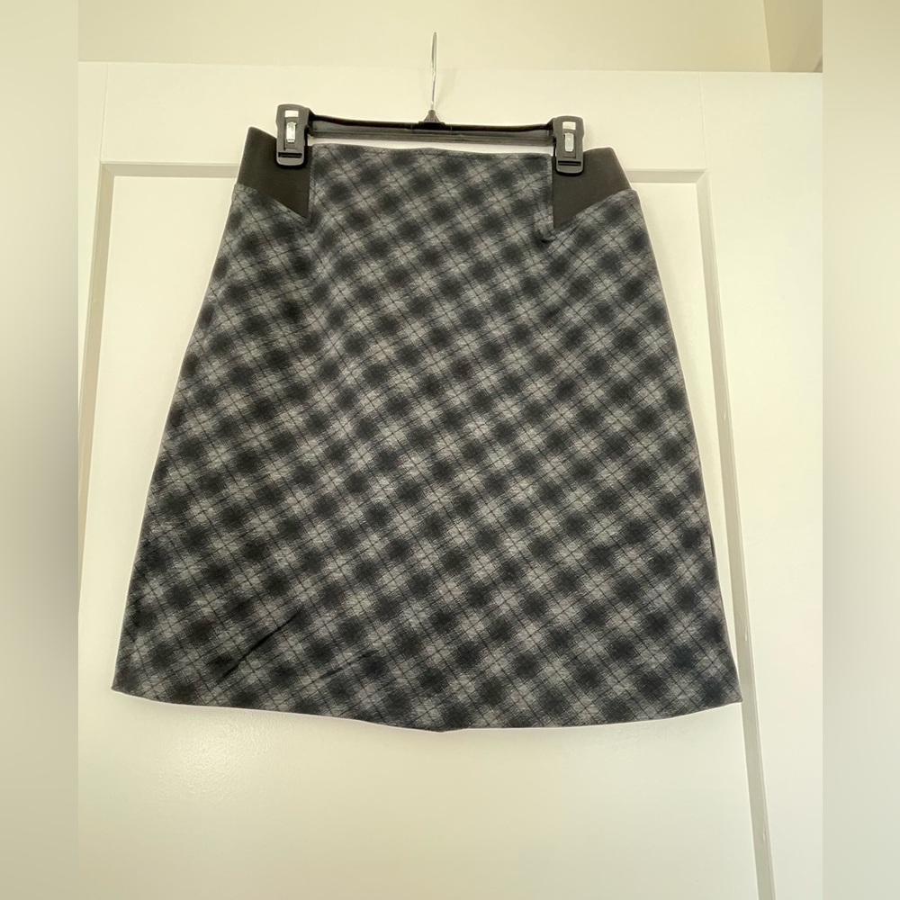 Soho Apparel Black and Gray Plaid A-Line Skirt